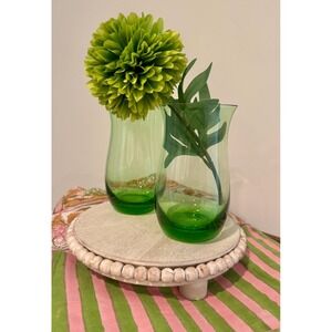 Vintage Empoli Green Glass Vases: Mid-Century Modern Italian Tulip Decor